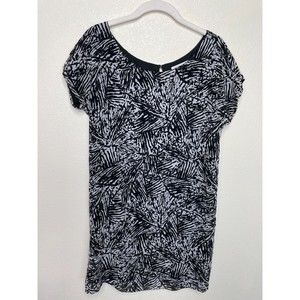 BCBGeneration XS Short Sleeve Shift Dress Black White Chiffon Lined